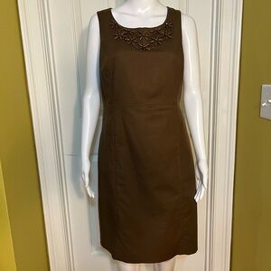 Rafaella Brown Mini Sleeveless Embellished Dress Women Size 8